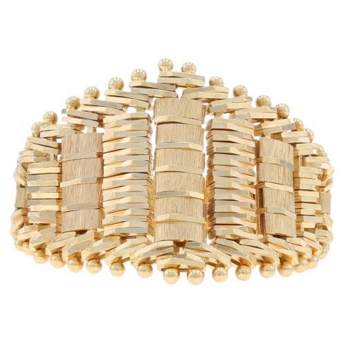 Yellow Gold Fancy Woven Chain Statement Band - 14k Ring Sz 7