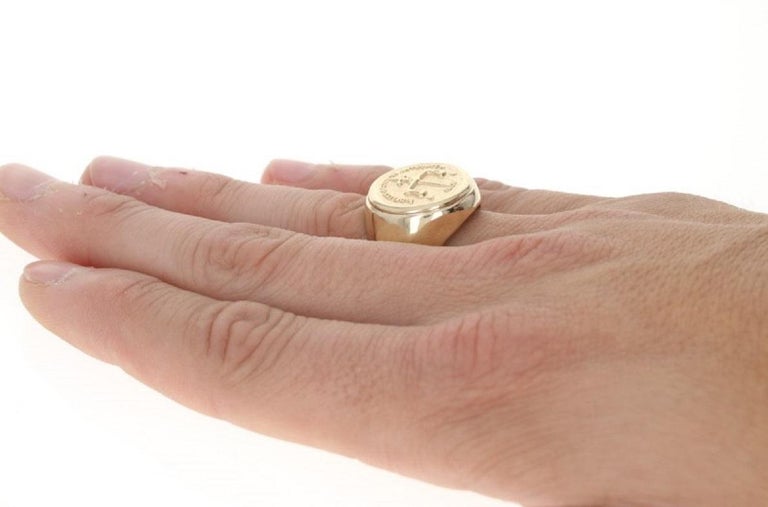 Yellow Gold FBI 10 Year Service Ring, 10k Men's Signet For Sale at 1stDibs