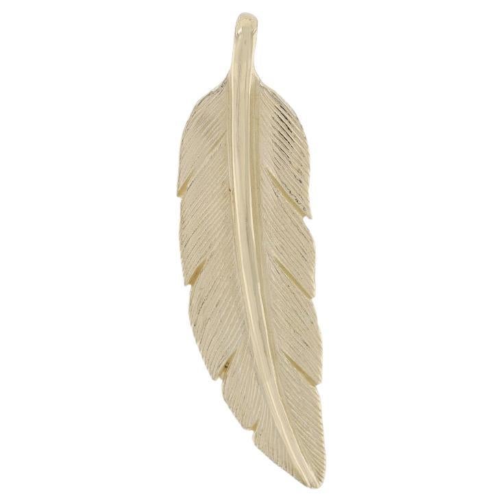 Pendentif plume en or jaune - 14k Nature gravée