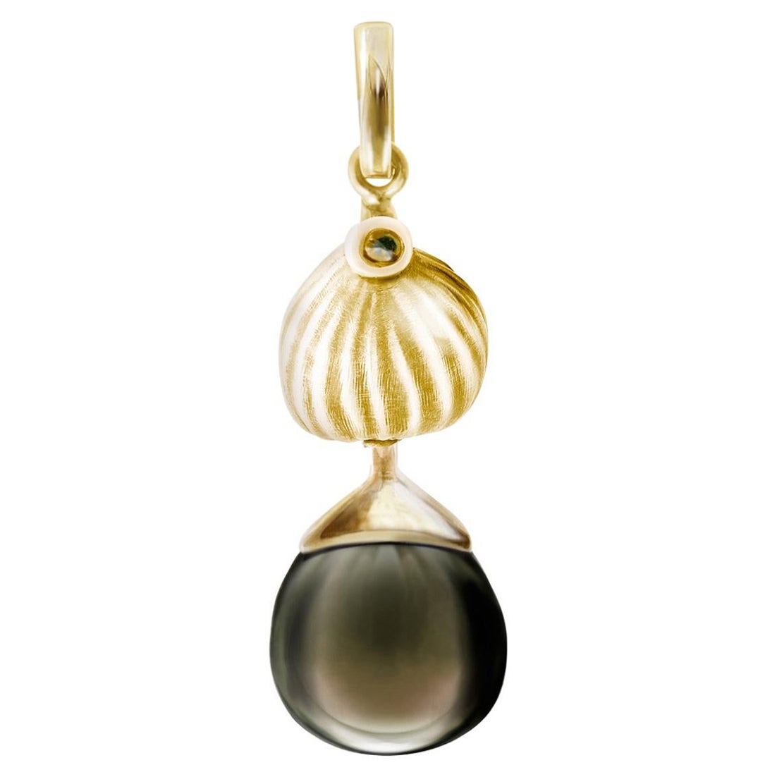 Gelbgold-Halskette mit Anhänger aus Gelbgold mit Rauchquarz von Künstler