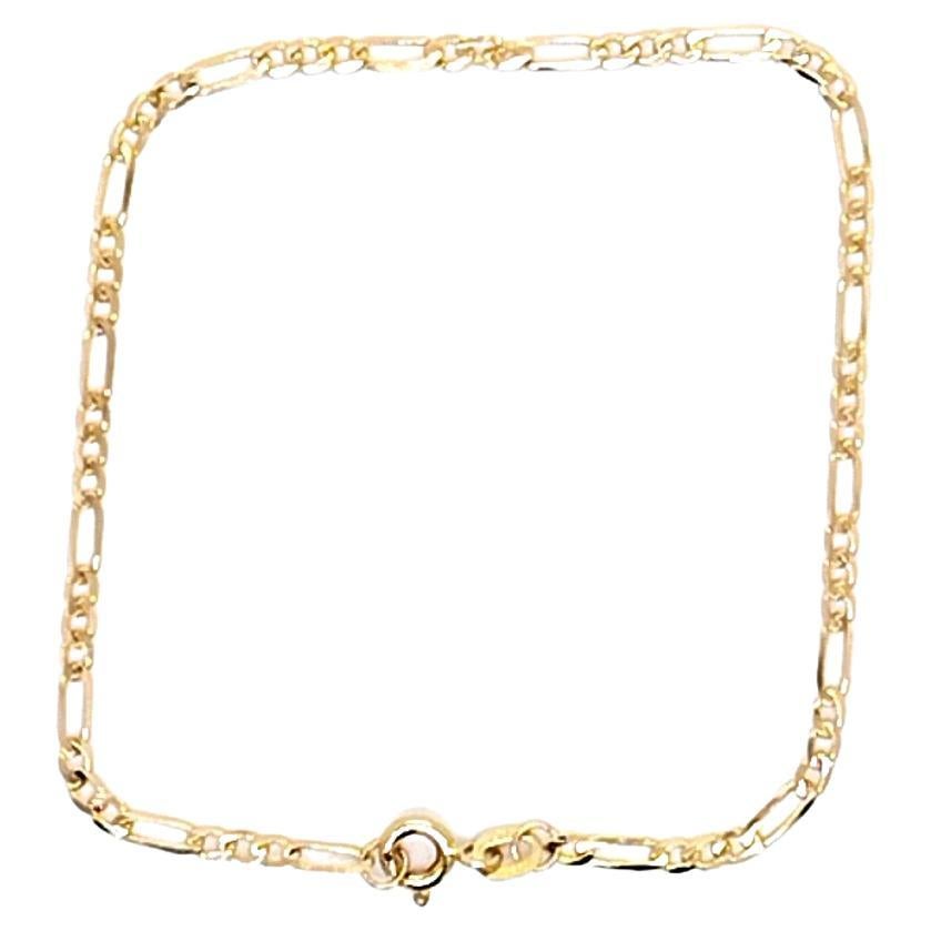 Yellow Gold Figaro Bracelet For Sale