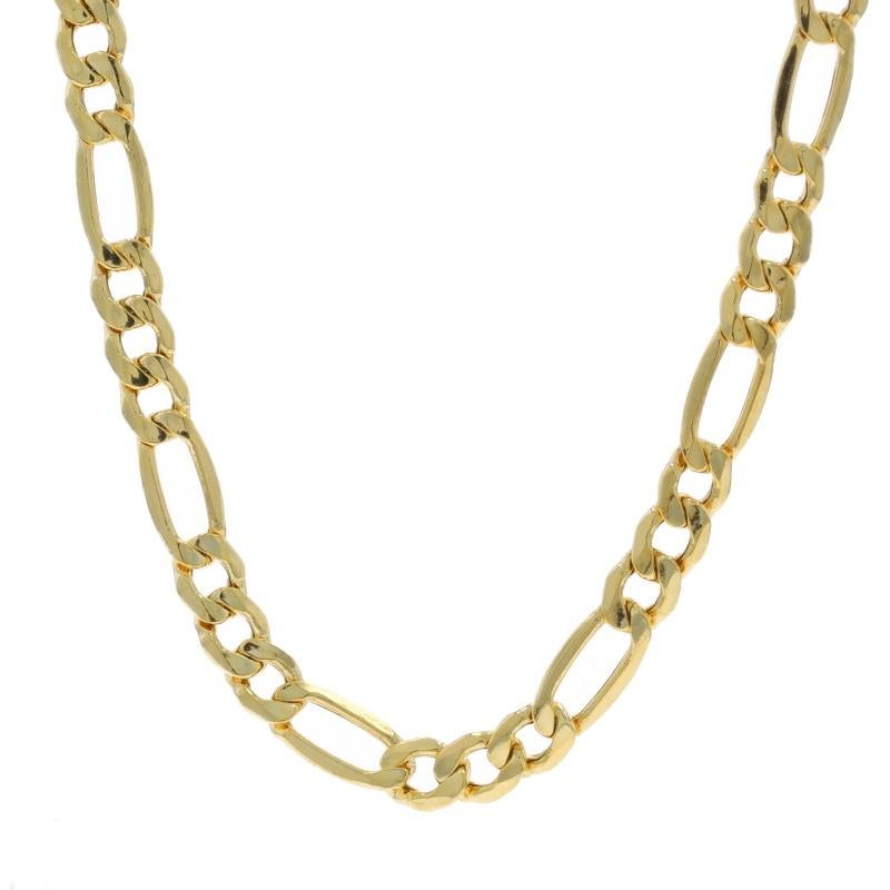 Metal Content: 10k Yellow Gold

Chain Style: Figaro
Necklace Style: Chain
Fastening Type: Lobster Claw Clasp

Measurements

Length: 21 3/4