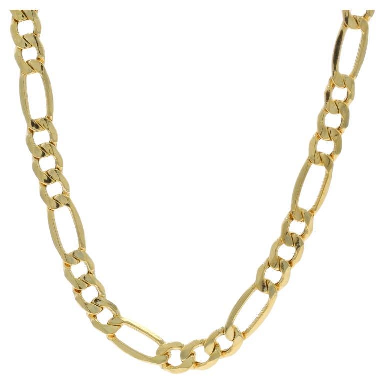 Yellow Gold Figaro Chain Men's Necklace 21 3/4" - 10k For Sale