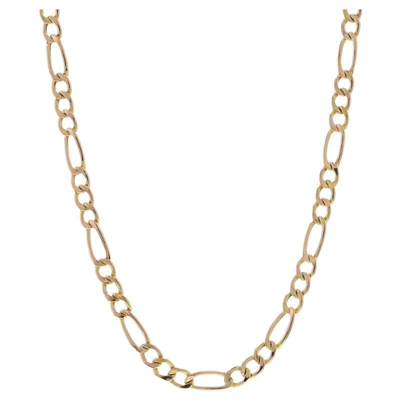 Yellow Gold Figaro Chain Necklace 18" - 10k Unisex Italy For Sale