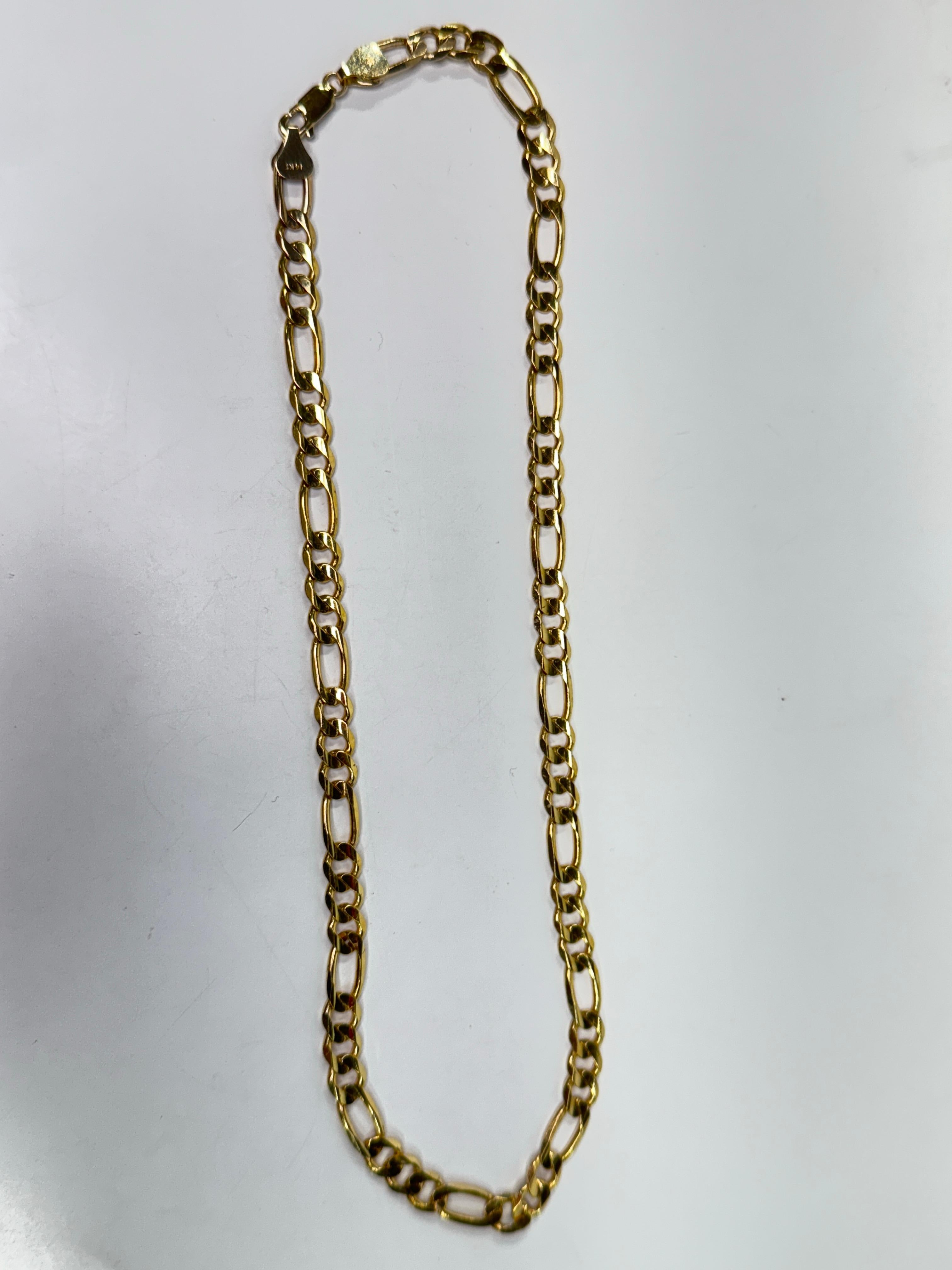 Retro Yellow Gold Figaro Necklace For Sale