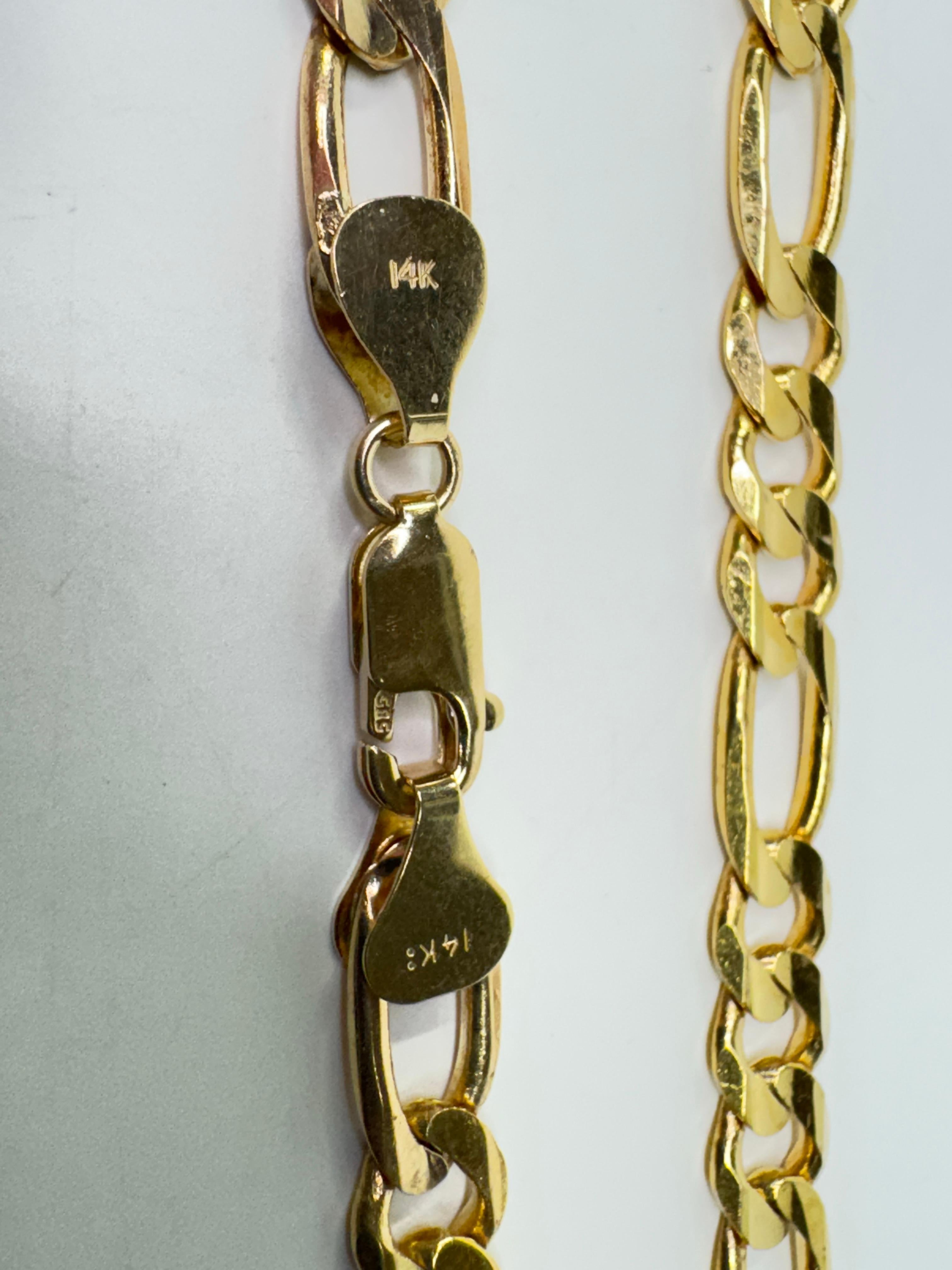 Women's or Men's Yellow Gold Figaro Necklace For Sale