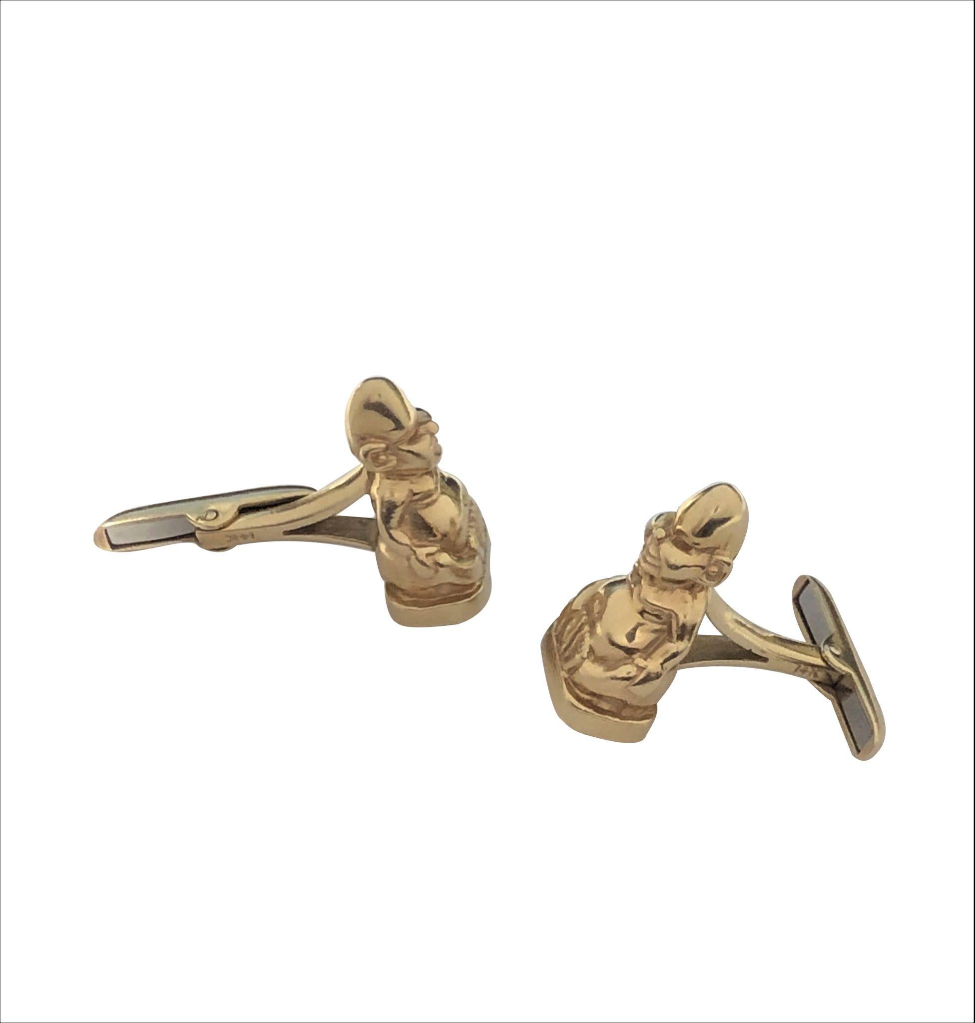 Circa 1959 14K Yellow Gold Cufflinks Gifted to a Family member of Hollywood Icon Bob Hope, Measuring 1 inch in length,  1/2 inch wide and weighing 19 Grams. These very detailed Cufflinks were a Christmas Gift to a Nephew of Bob Hope who resided in