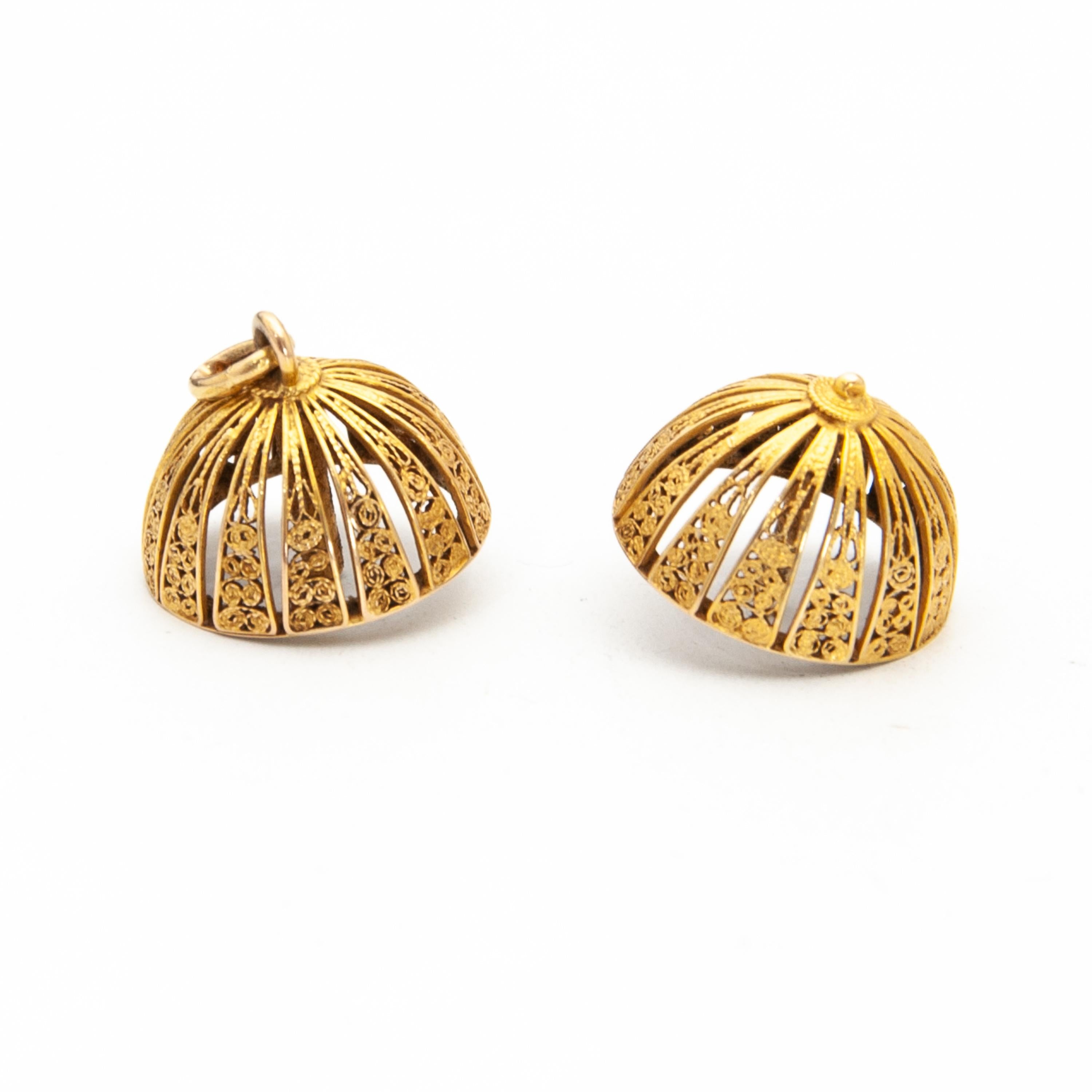 da uomo o donna Ciondolo a forma di pomander in filigrana d'oro 14K con profumo e vinaigrette in vendita