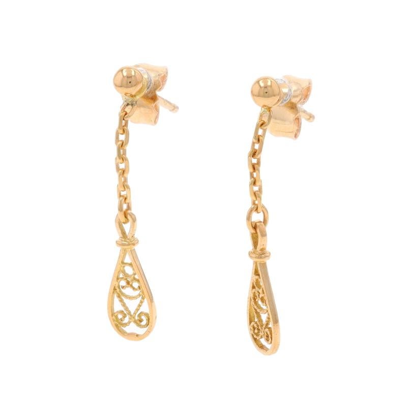 Orecchini a goccia in filigrana d'oro giallo - 18k Studs w/ Enhancers Convertibile In condizioni ottime in vendita a Greensboro, NC