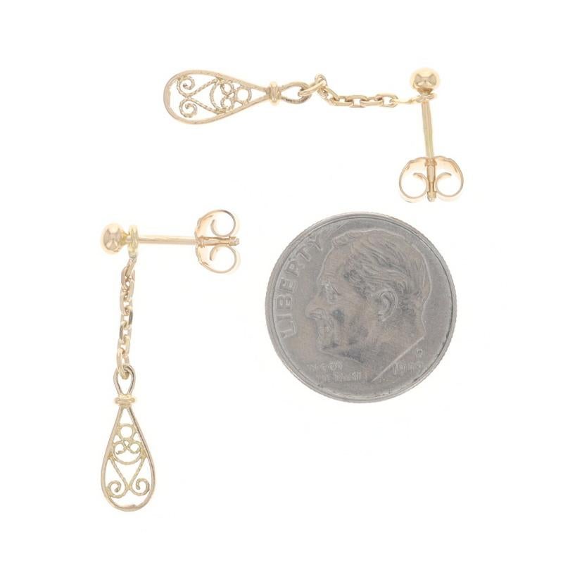 Orecchini a goccia in filigrana d'oro giallo - 18k Studs w/ Enhancers Convertibile in vendita 1