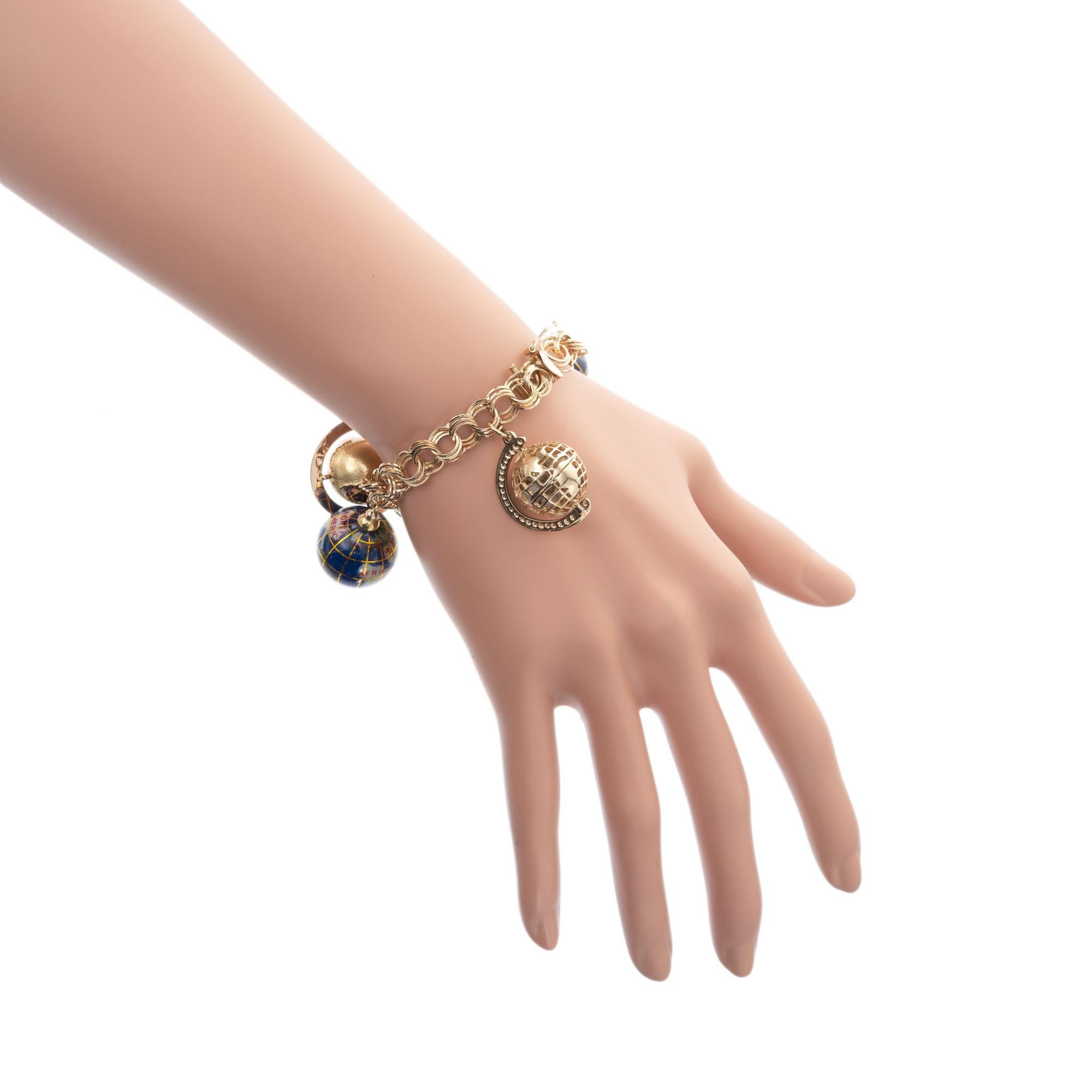 Yellow Gold Five Globe Three Dimensional Charm Bracelet 3