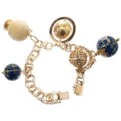 Yellow Gold Five Globe Three Dimensional Charm Bracelet