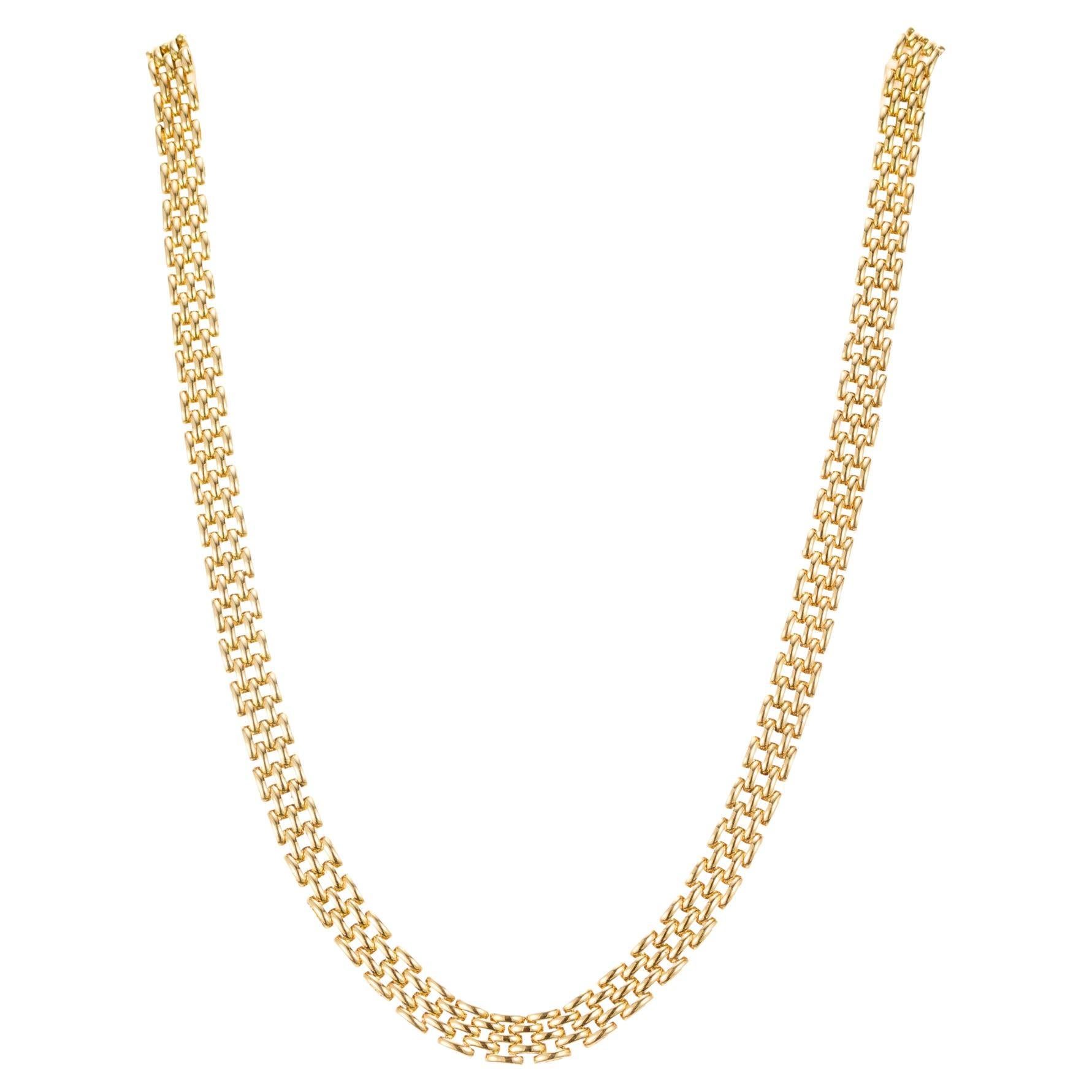 Yellow Gold Five Row Panther Link Necklace For Sale