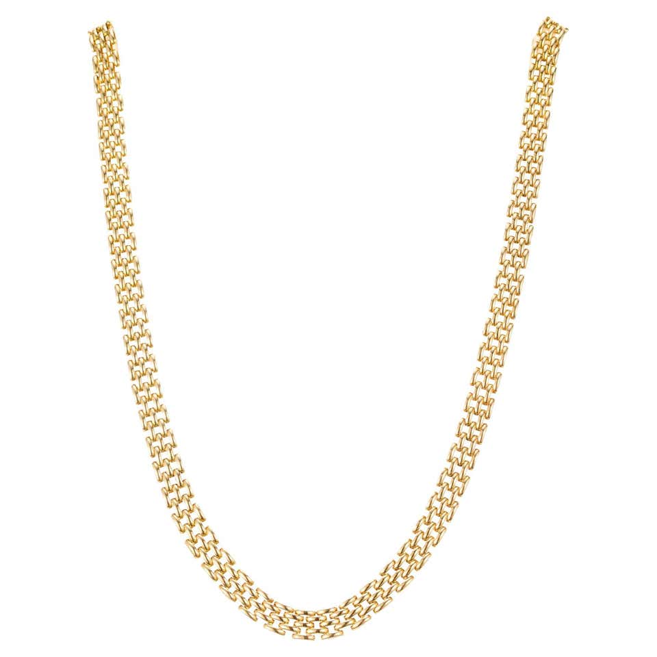 RC Gold Three Row Panther Link Necklace at 1stDibs | rc necklace ...