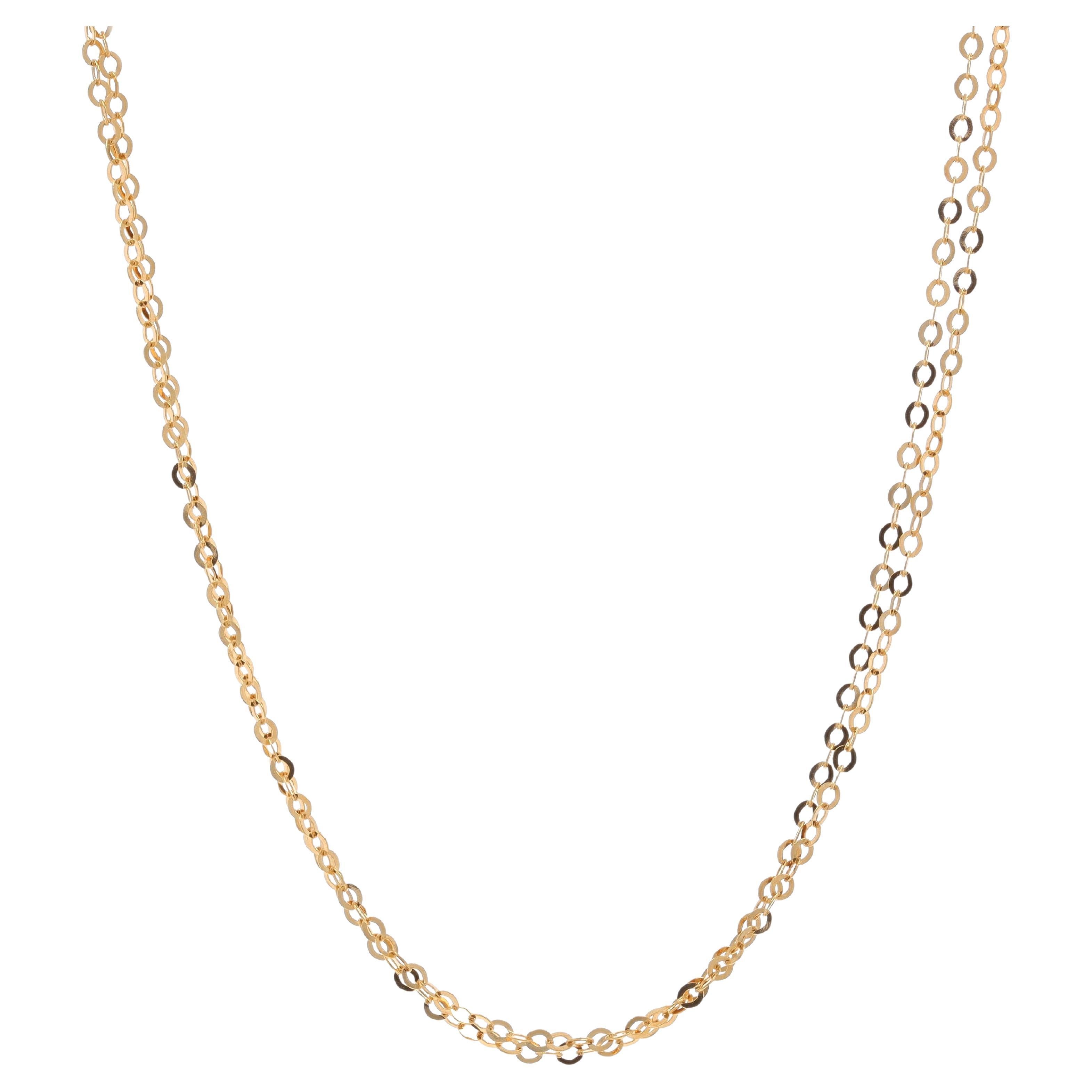 Zweireihige Halskette aus Gelbgold mit flacher Kabelkette 16 3/4" - 18k