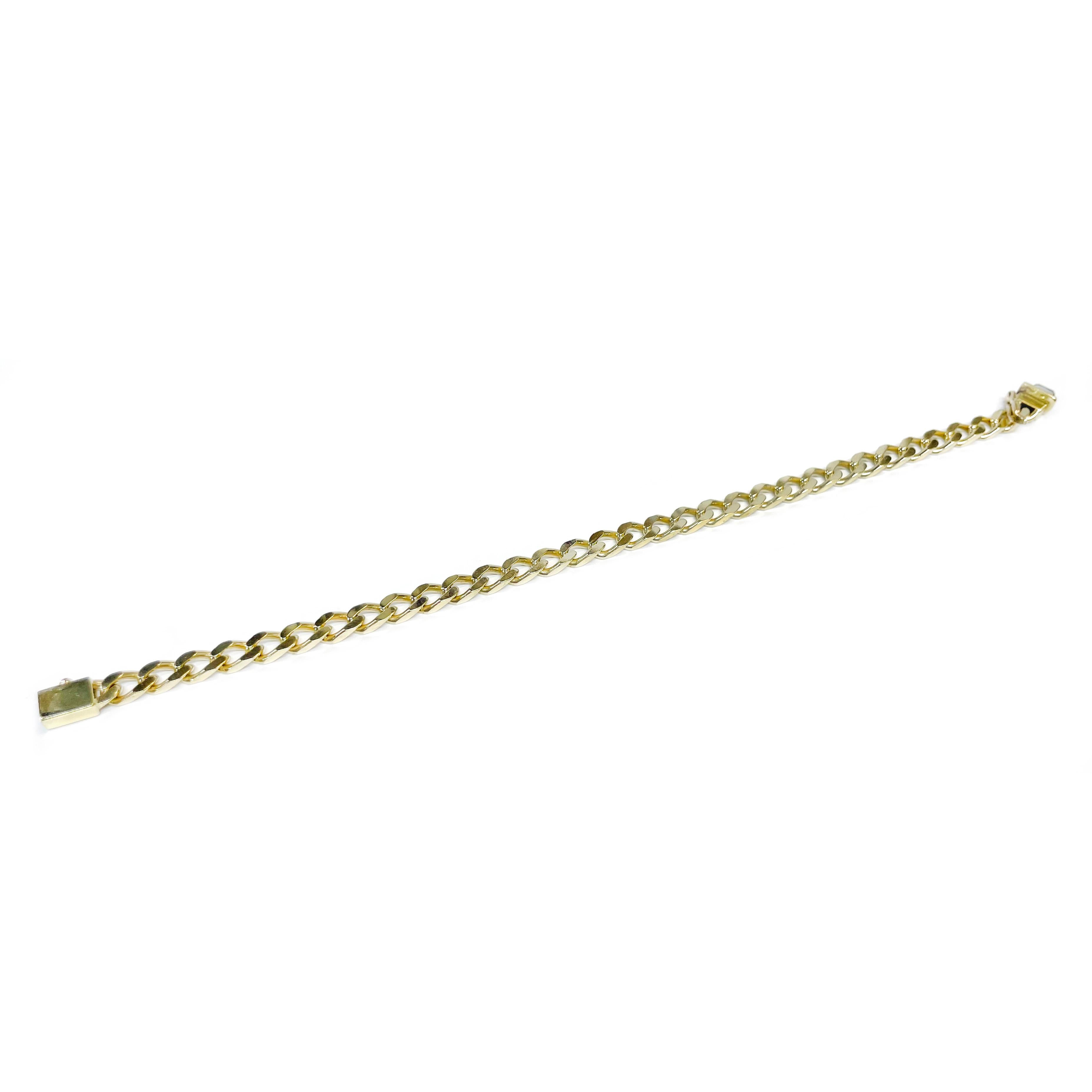 Gelbgold-Gliederarmband mit Flat-Curb im Zustand „Gut“ im Angebot in Palm Desert, CA