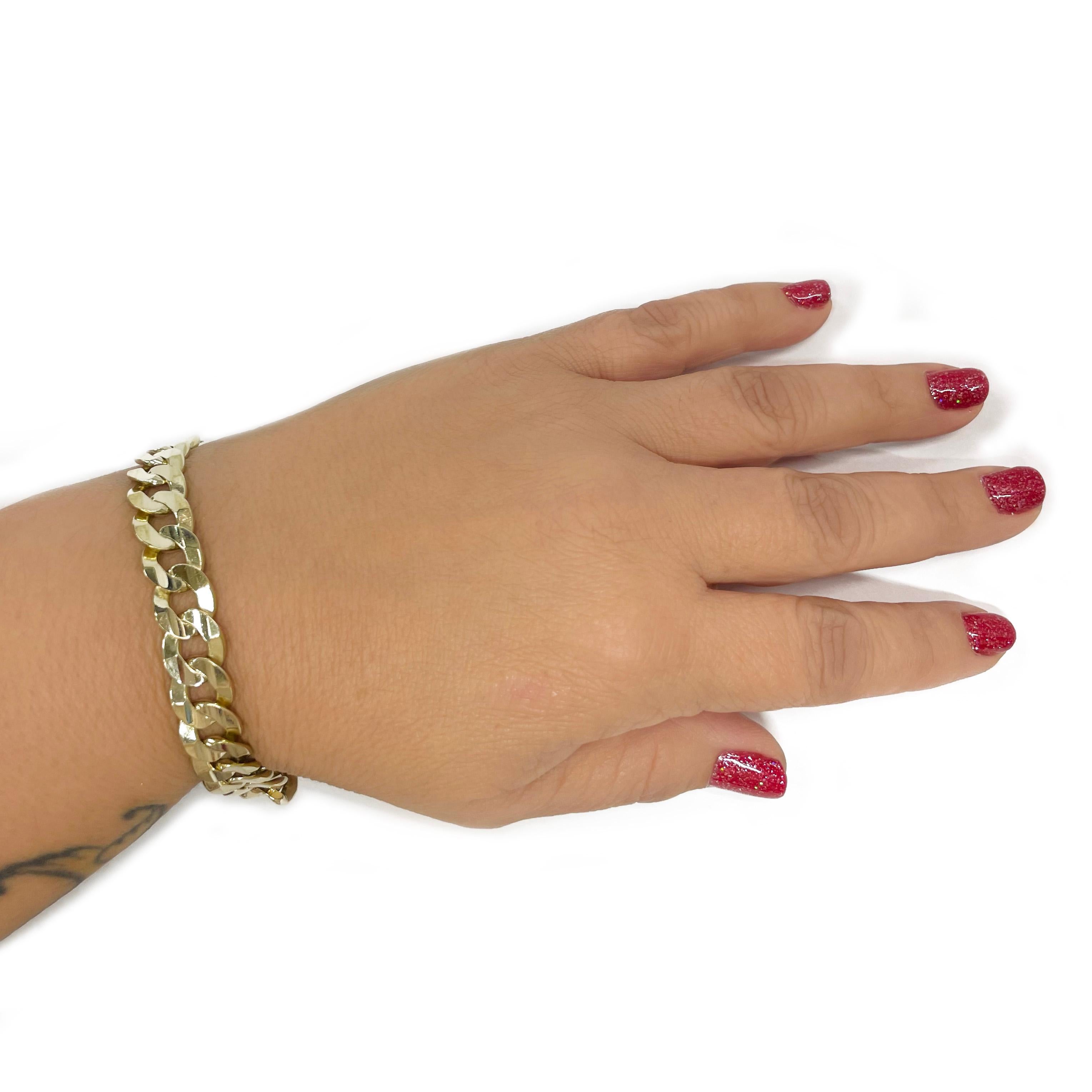Bracelet à maillons plats en or jaune Unisexe en vente