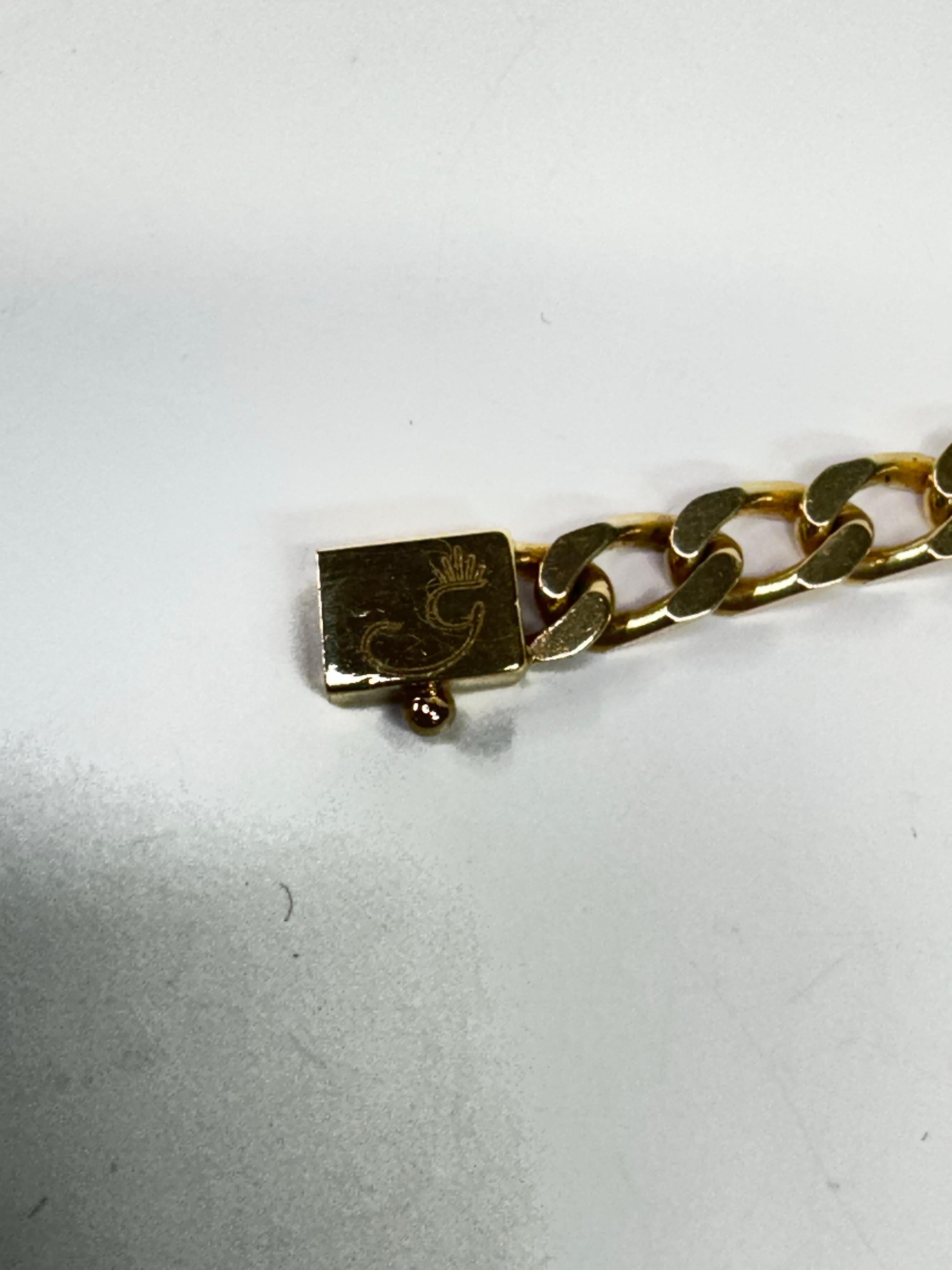 Yellow Gold Flat-Curb Link Bracelet In Good Condition For Sale In Palm Desert, CA