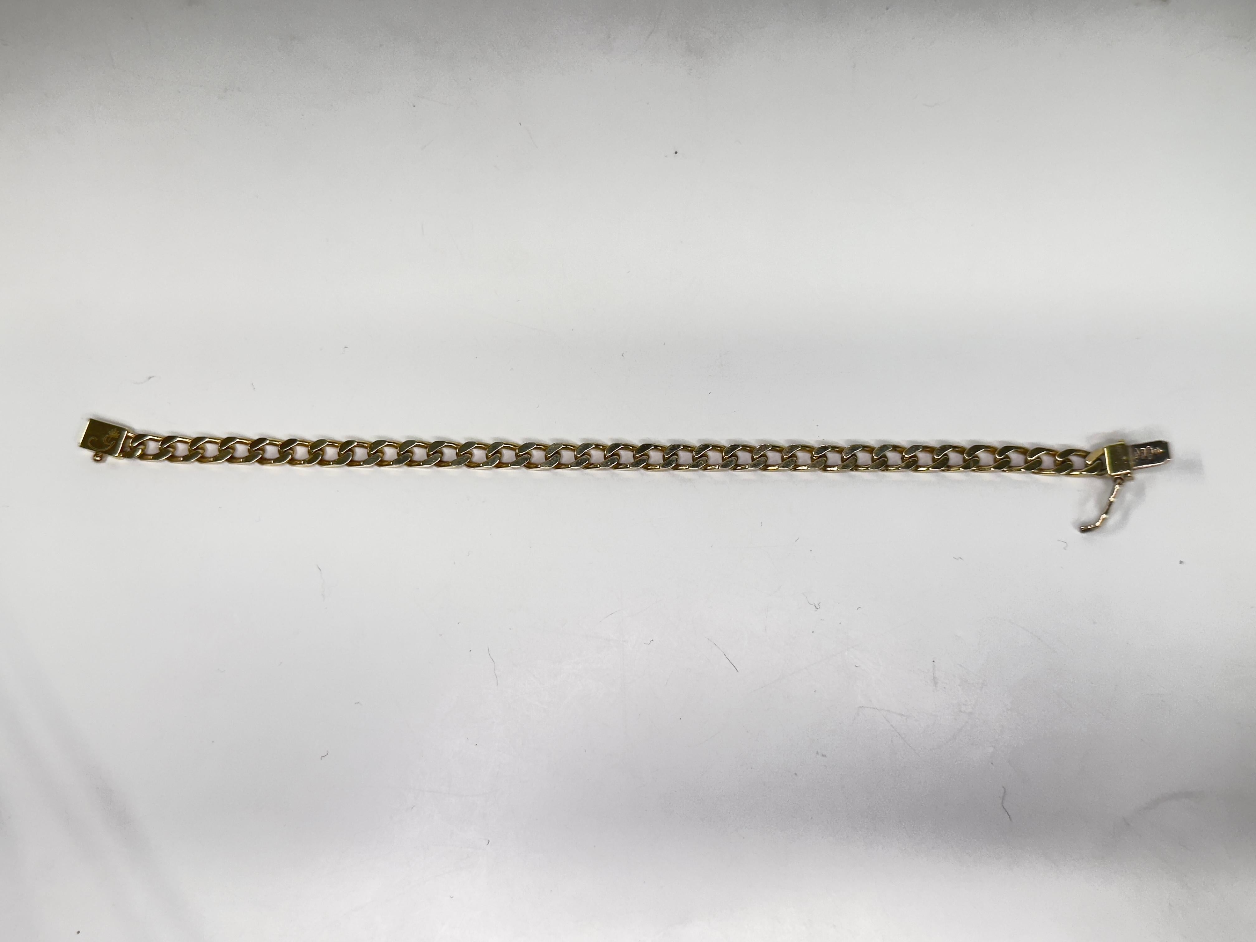 Women's or Men's Yellow Gold Flat-Curb Link Bracelet For Sale