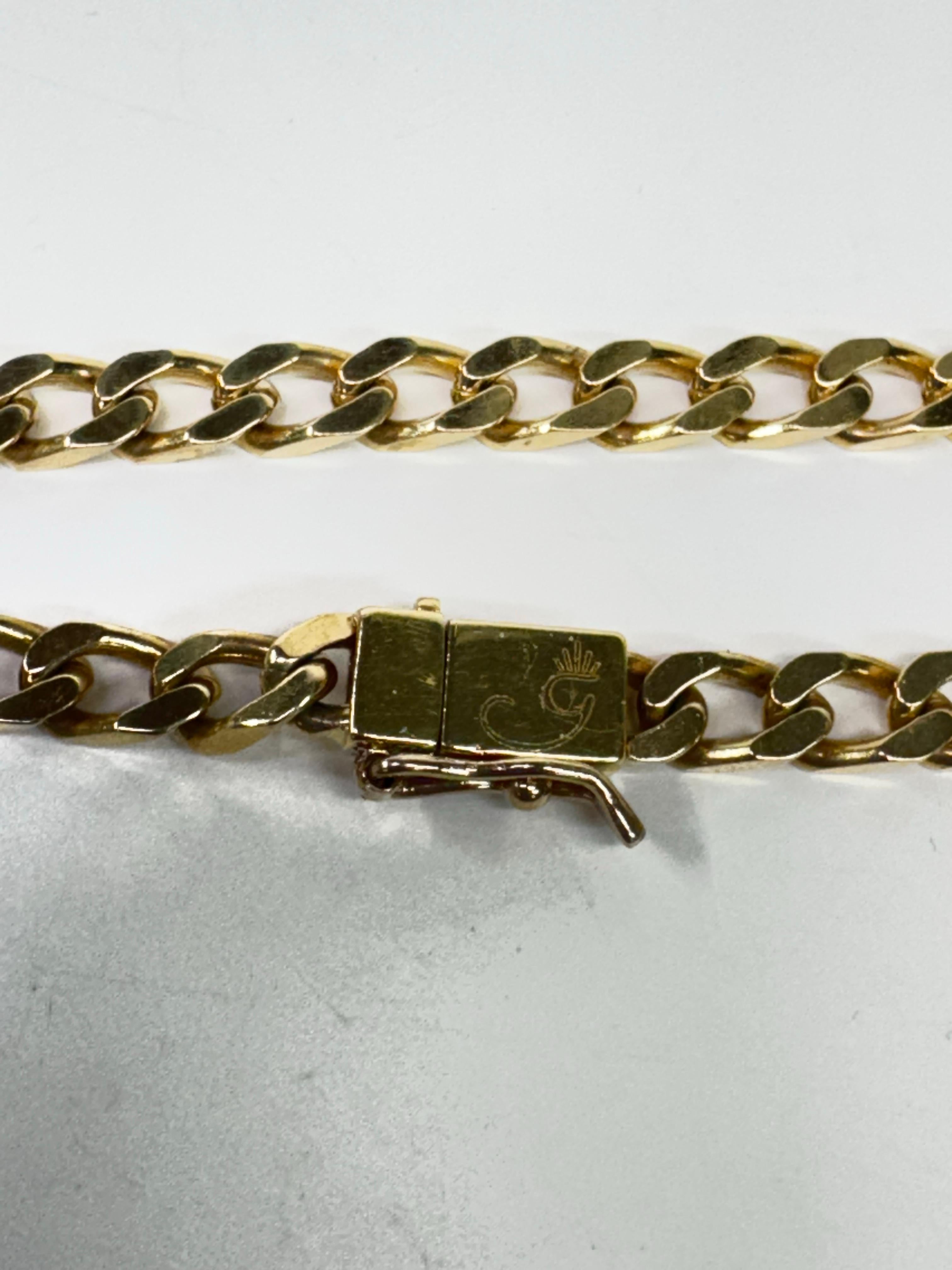 Yellow Gold Flat-Curb Link Bracelet For Sale 1