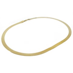 Yellow Gold Flat Herringbone Necklace