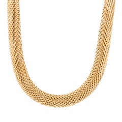 Collana a catena Popcorn piatta in oro giallo da 16 3/4" - girocollo 14k Italia