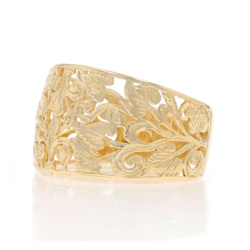 Donna Anello floreale in oro giallo Fleur De Lis 14k in vendita