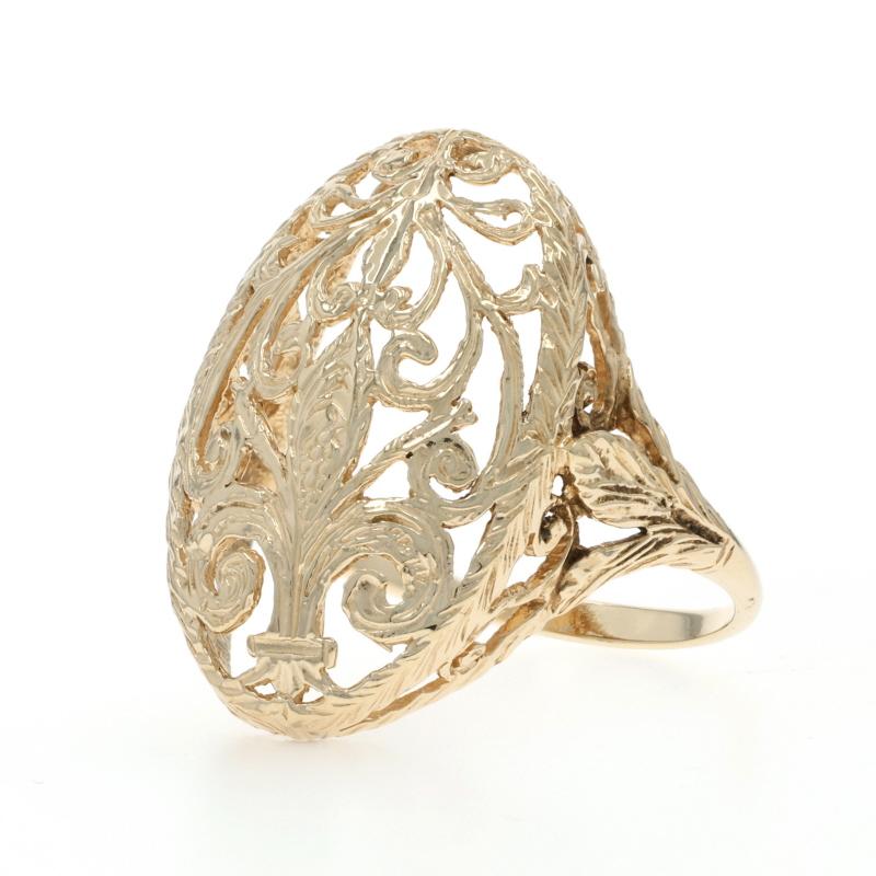 Yellow Gold Fleur-de-lis Statement Ring - 14k Damen im Angebot