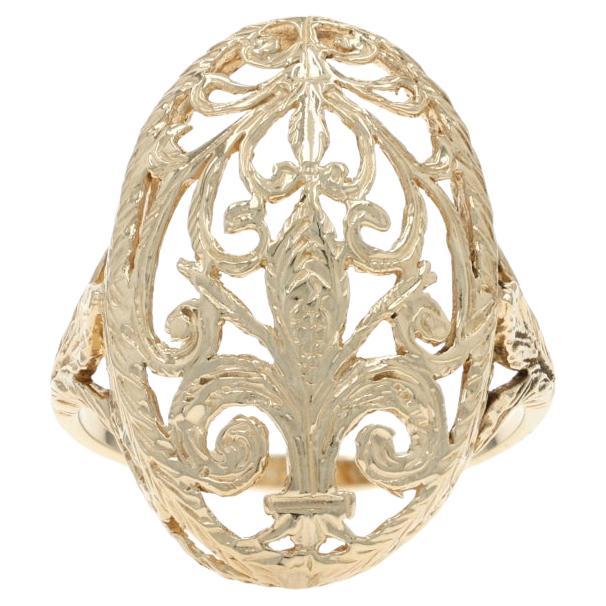 Yellow Gold Fleur-de-lis Statement Ring - 14k