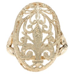 Yellow Gold Fleur-de-lis Statement Ring - 14k