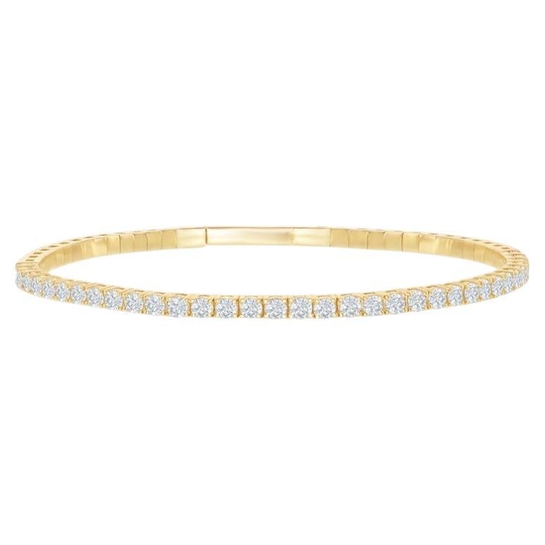 Yellow Gold Flexible Diamond Bangle 3 Carats For Sale