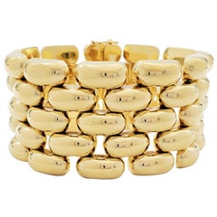 Yellow Gold Flexible Wide Link Bracelet