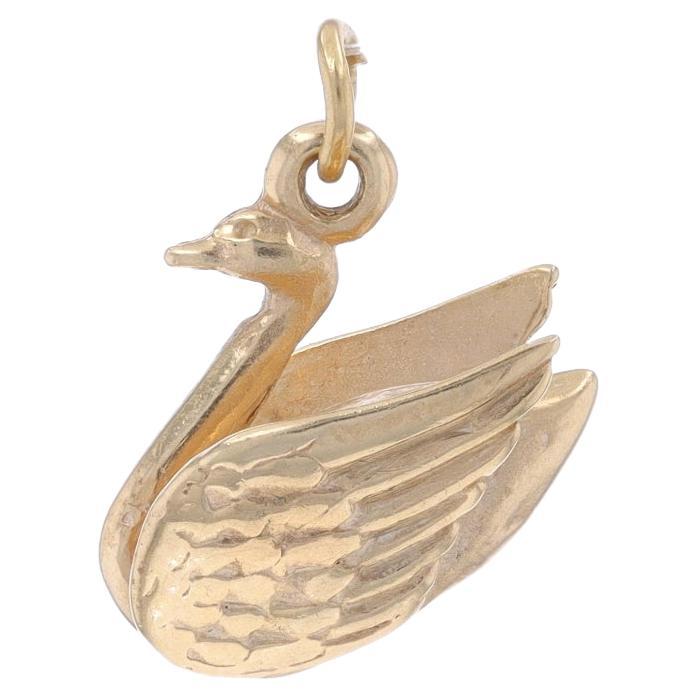 Yellow Gold Floating Swan Charm - 10k Graceful Bird For Sale
