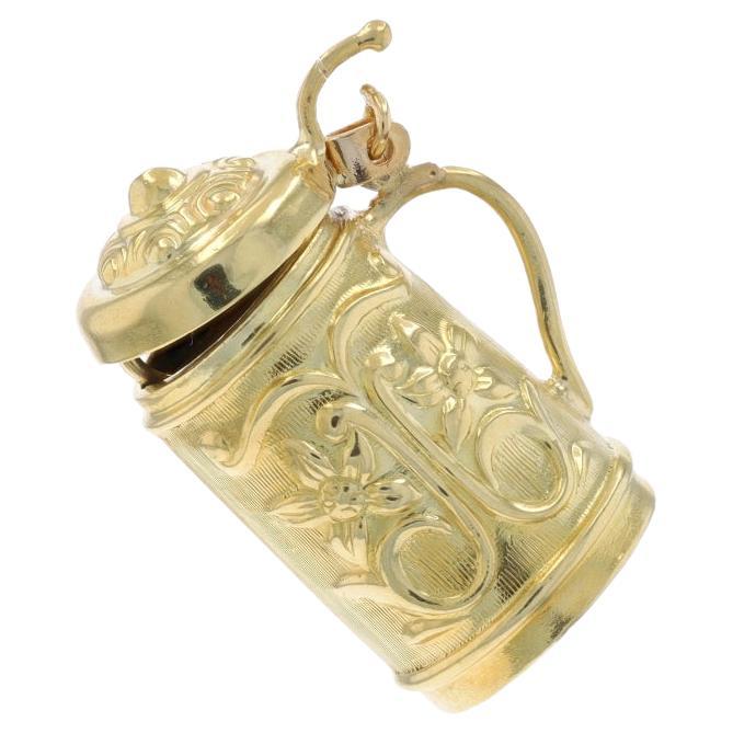 Yellow Gold Floral Beer Stein Charm - 14k Berlin, Germany Edelweiss Opens