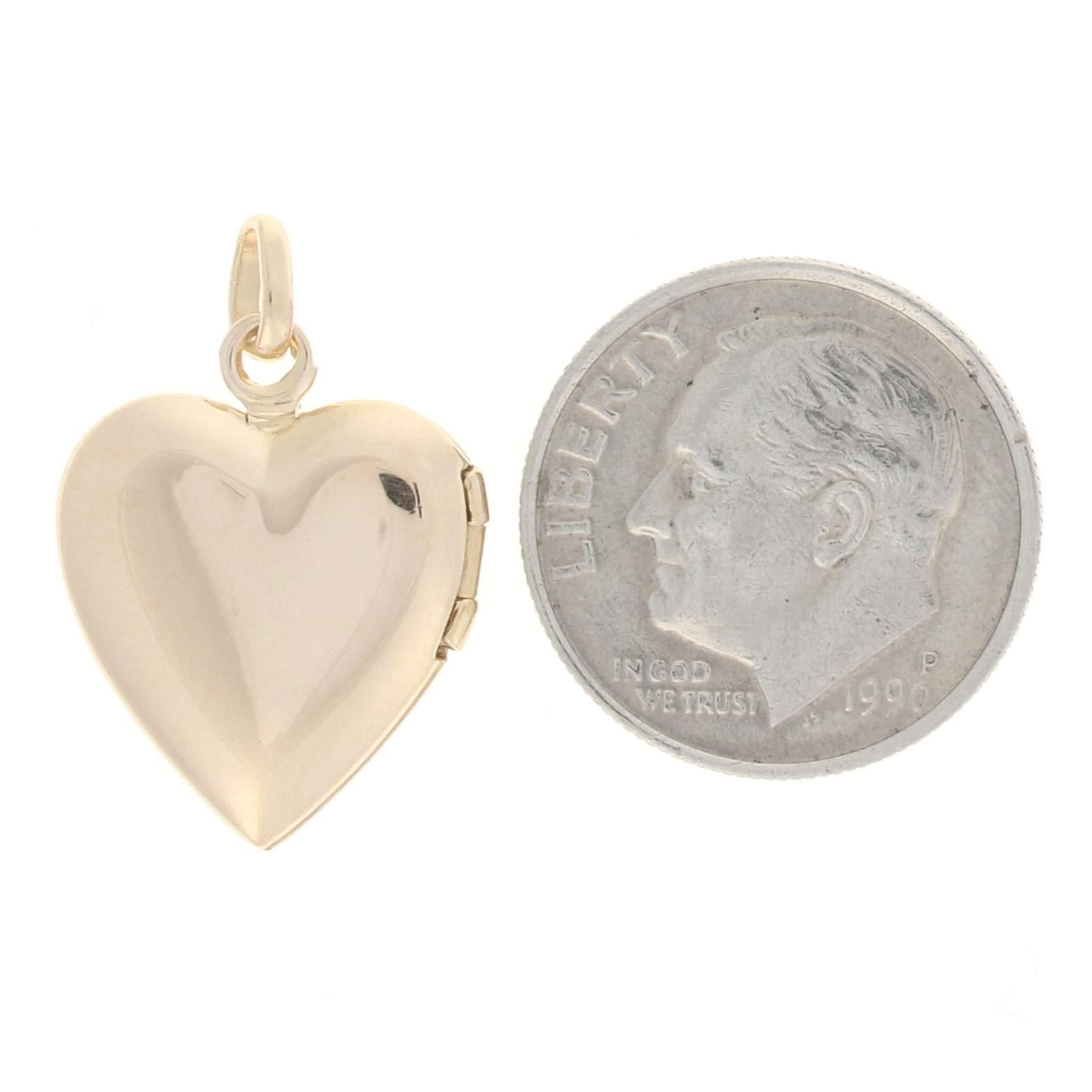 Women's Yellow Gold Floral Heart Locket, 14k Pendant Opens Two Photo Frames