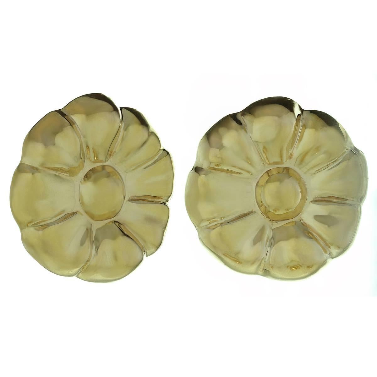 Yellow Gold Flower Button Earrings For Sale