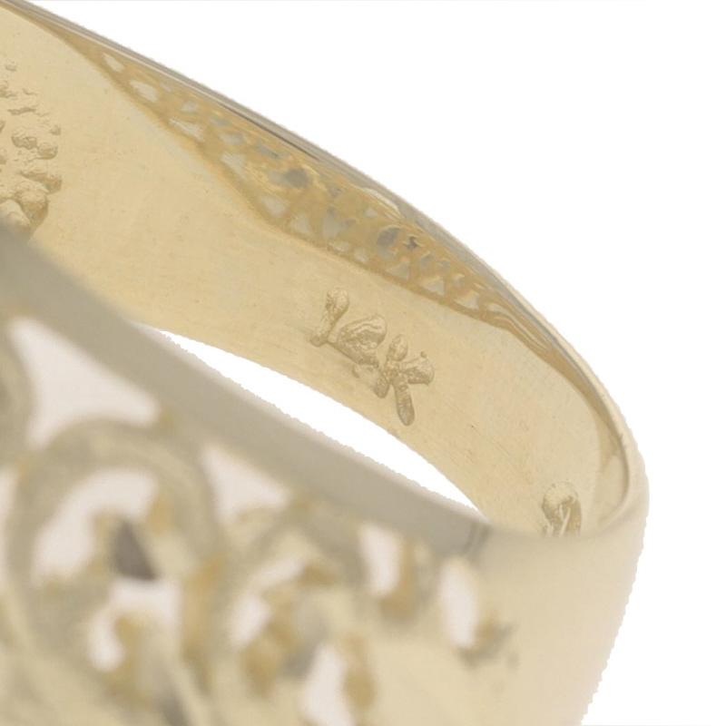Anneau en or jaune avec dôme en forme de fleur et de fougère - 14k en vente 3