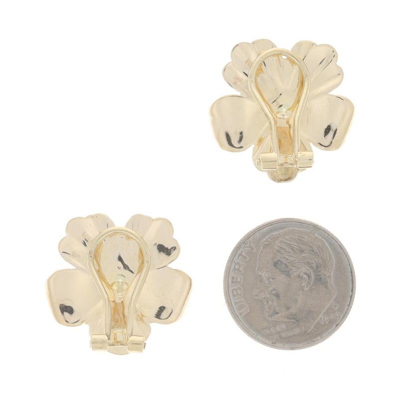 Women's Yellow Gold Flower Large Stud Earrings - 14k Blossoms Pierced For Sale