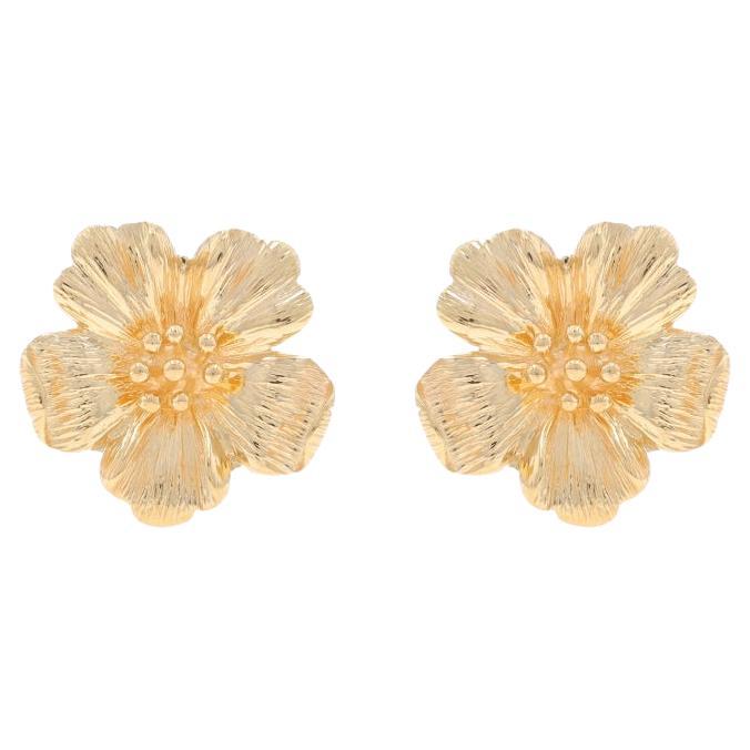 Gelbgold Blume Große Ohrstecker - 14k Blütenblumen durchbohrt
