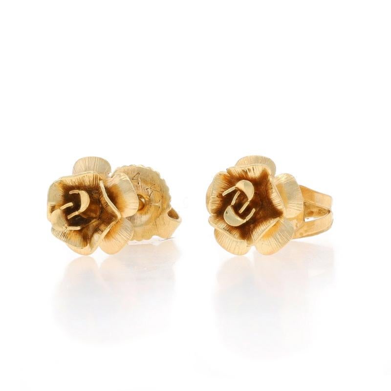 Orecchini a perno in oro giallo a forma di fiore - 14k Blossoms Pierced In condizioni ottime in vendita a Greensboro, NC
