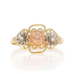 Yellow Gold Flower Trio Statement Ring - 14k Botanical