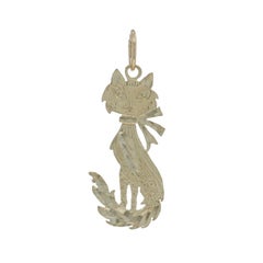 Yellow Gold Fluffy Cat Pendant - 10k Pet Feline