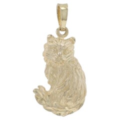 Yellow Gold Fluffy Feline Pendant - 14k Pet Kitty Cat