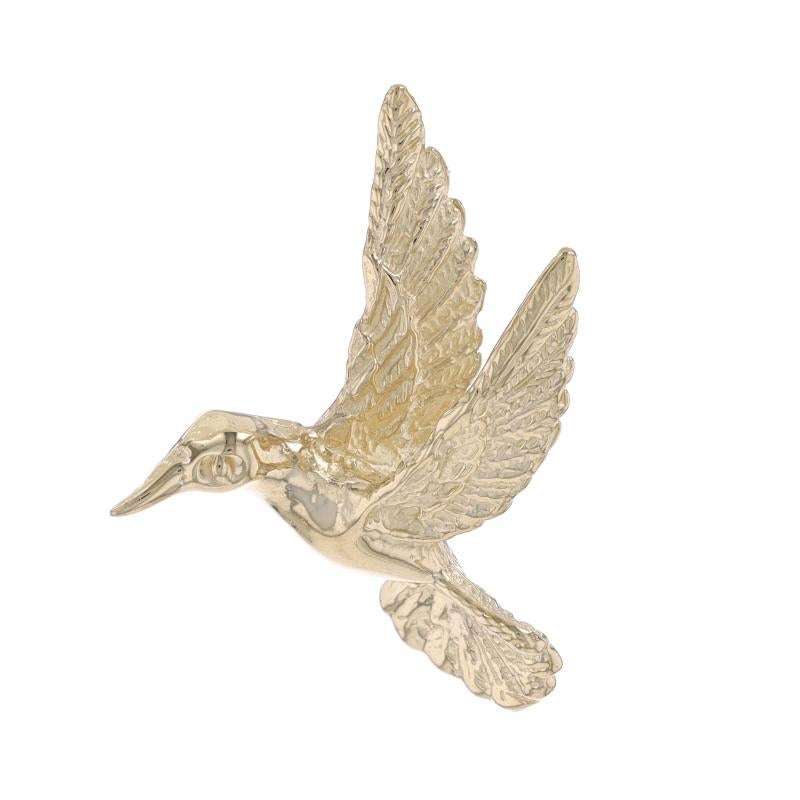 Metal Content: 14k Yellow Gold

Theme: Flying Hummingbird, Nature
Features: Smooth & Textured Finishes

Measurements

Tall: 1 7/32