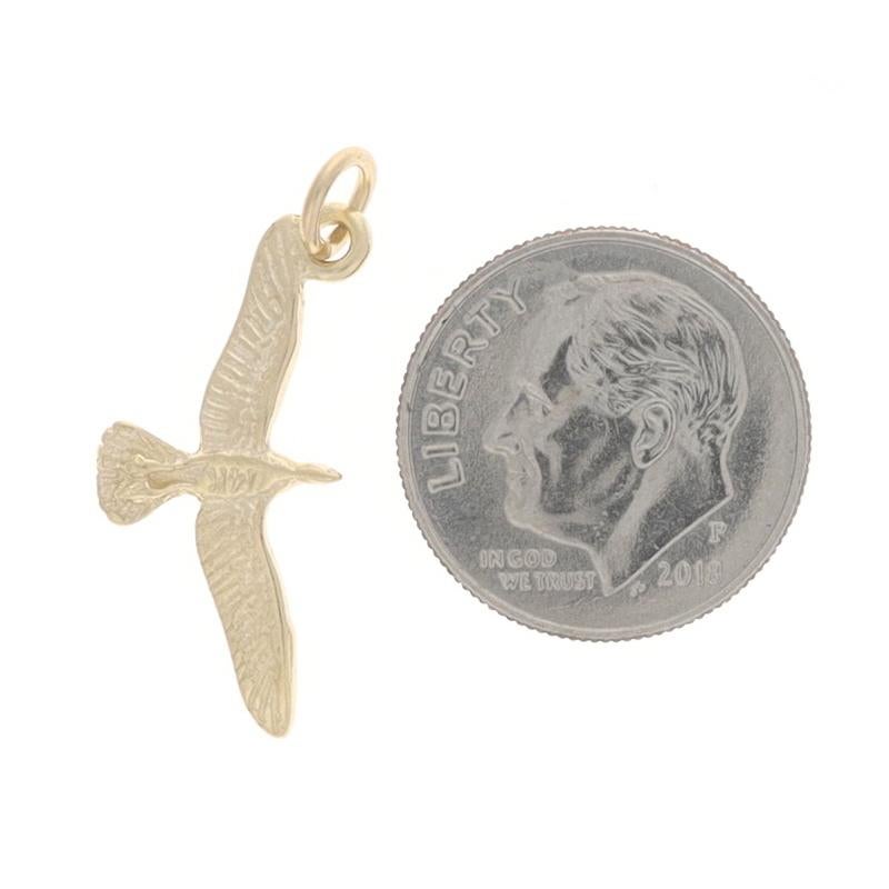 Gelbgold-Anhänger mit fliegendem Möwenanhänger - 14k Vogel am Strand und Meeresufer für Damen oder Herren