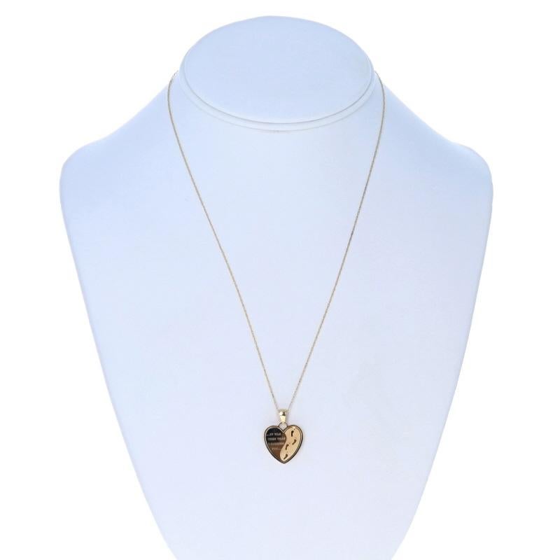 Yellow Gold Footprints in the Sand Heart Necklace 18 1/2