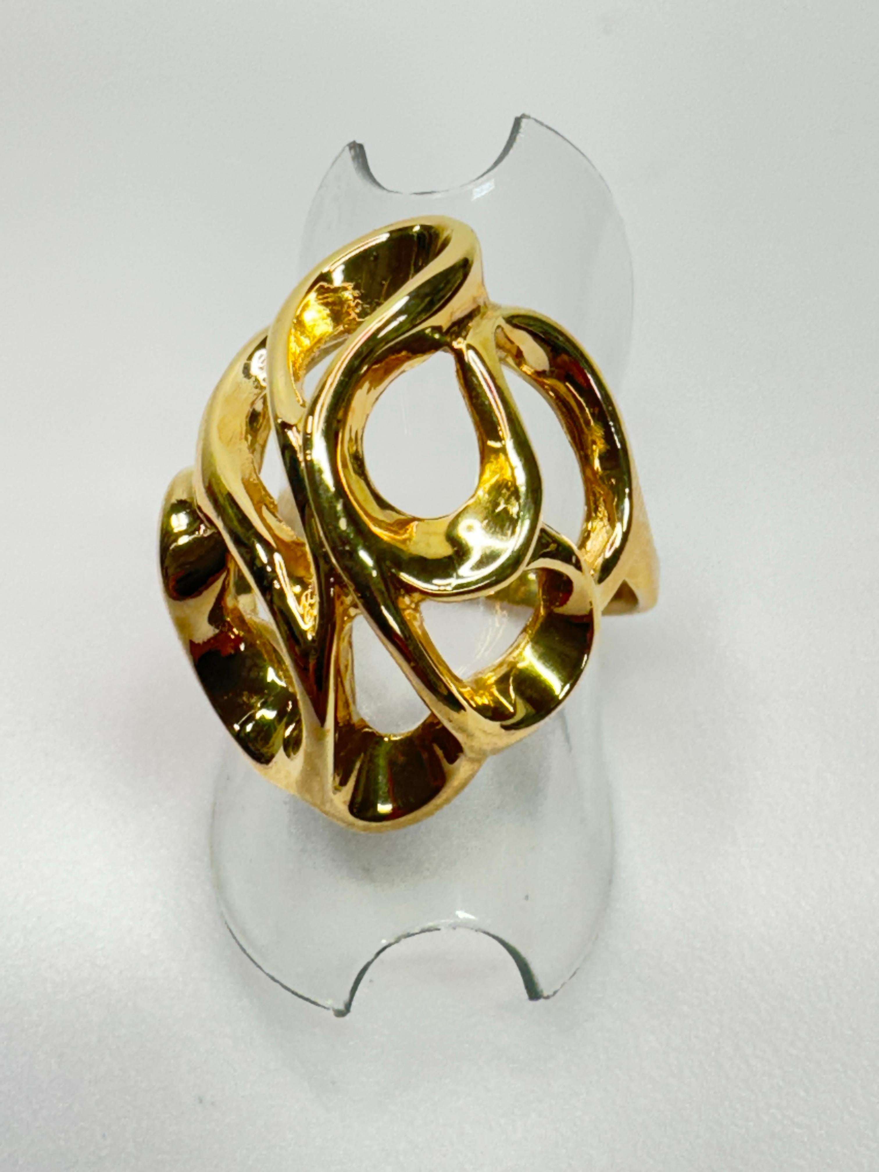 Yellow Gold Free Form Ribbon Ring For Sale 3