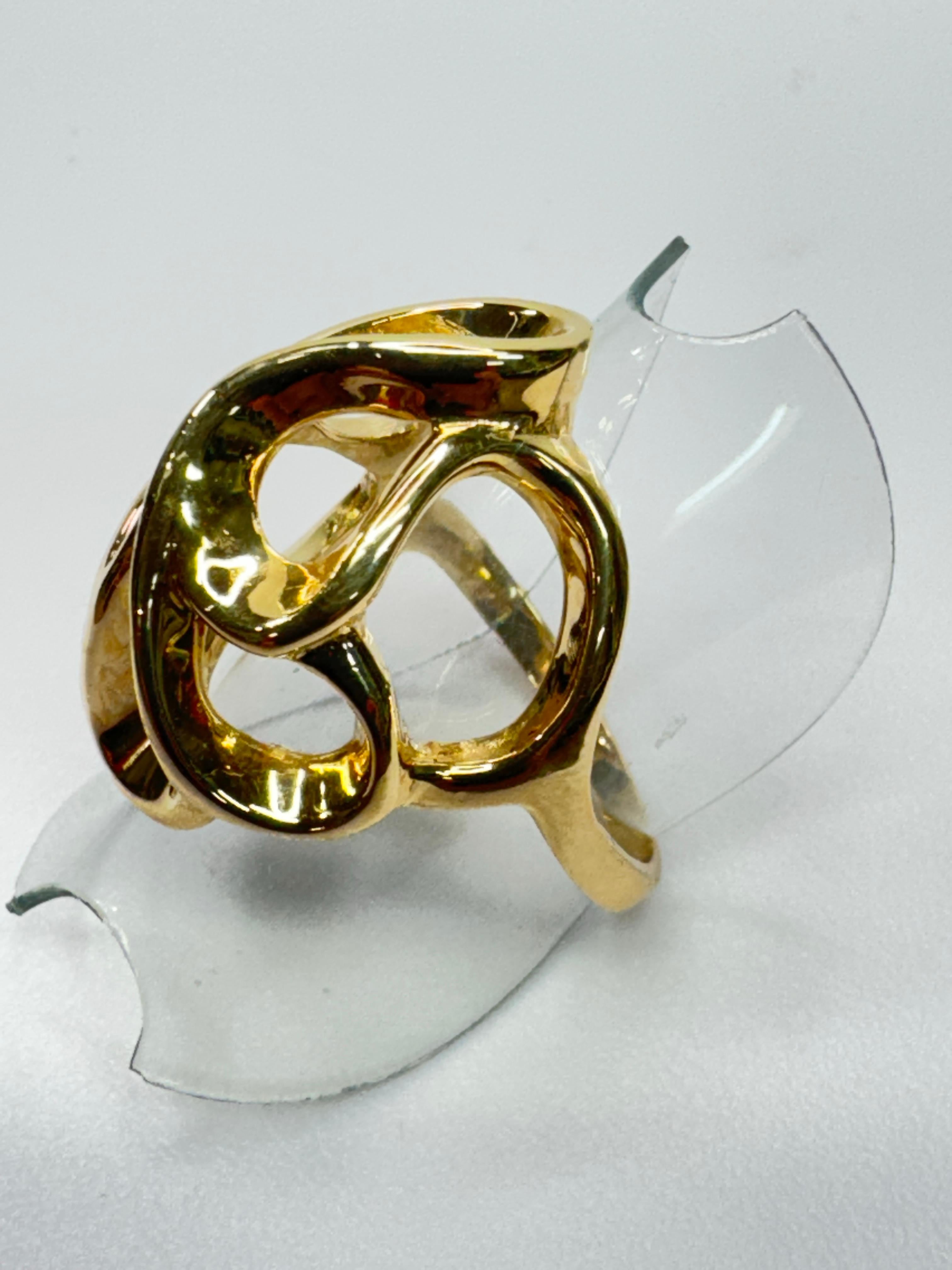 Yellow Gold Free Form Ribbon Ring For Sale 4