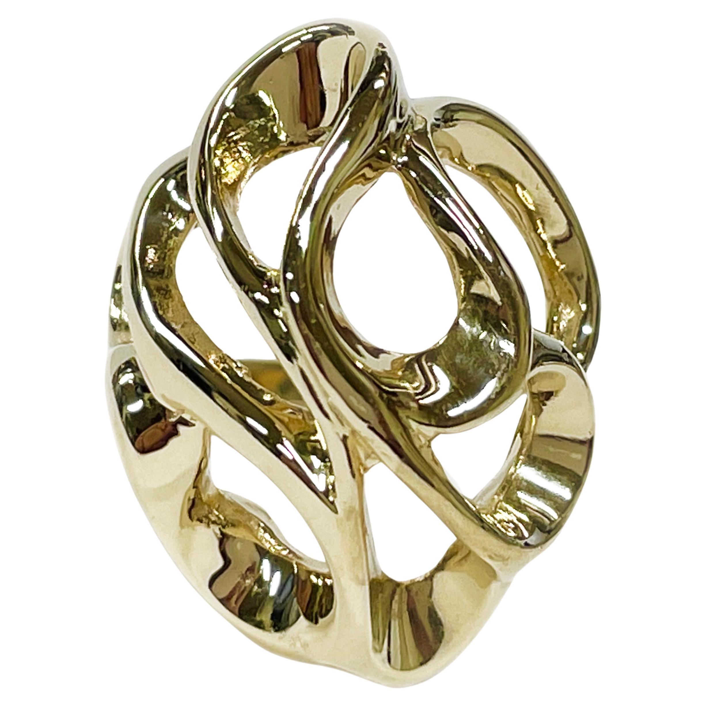 Yellow Gold Free Form Ribbon Ring For Sale