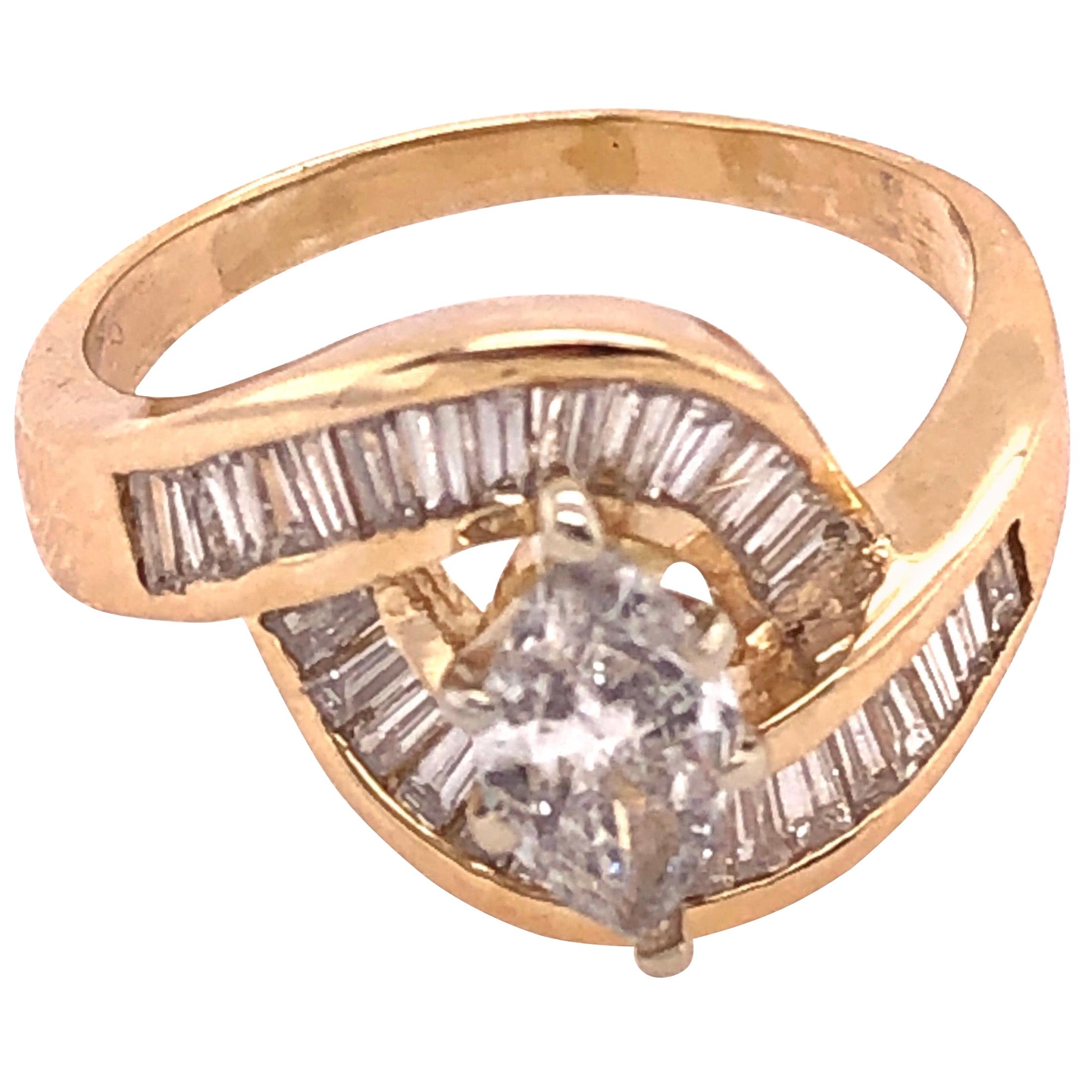 Yellow Gold Free Style Ring with Diamonds
